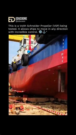 Edu Coore on Instagram: "The Voith Schneider Propeller (VSP), also known as a cycloidal drive, is a specialized marine propulsion system that provides unparalleled maneuverability. Unlike conventional screw propellers that sit horizontally, the VSP consists of a circular plate with several vertical blades protruding from the bottom of the ship's hull. The "magic" of this system lies in its ability to change the pitch (angle) of each blade individually as the plate rotates. By adjusting these ang