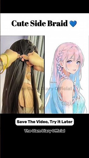 Cute Anime Inspired Side Braid Hairstyle 💙 Easy Tutorial #AnimeHairstyle #SideBraid #CuteHairstyle