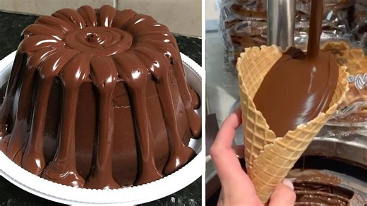 How Satisfying Is This Chocolate Cake Pour?