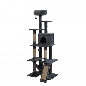 Vibrant Life 7-Level 65" Cat Tree with Hammock and Condo, Dark Gray