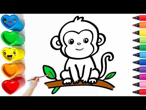 🐵Drawing and Coloring a Cute Monkey | Easy Step By Step Tutorial for Beginners #177
