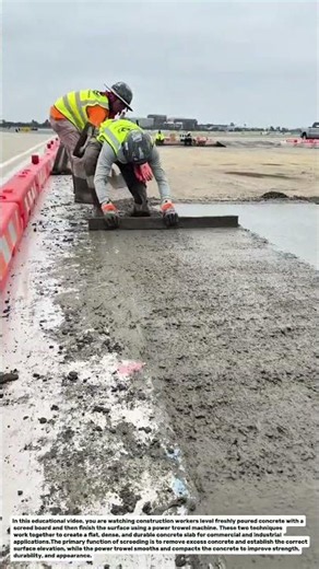 Concrete Screeding and Power Trowel Finishing Process | Professional Slab Construction Technique.