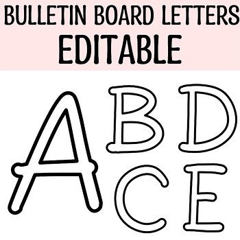 Printable Black Outlined Bulletin Board Letters, Black and White Alphabets