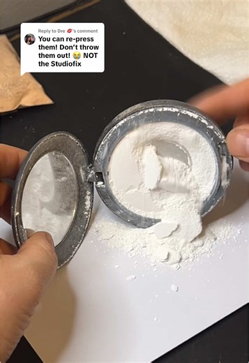 Replying to @Dre 💋 Facing reality today and crushing up the rest of my broken MAC Studio Fix Powders… spoiler alert… It got messy 🫠 #depottingmakeup #makeuphacks #promakeupartist #makeupkit #asmrcrushing