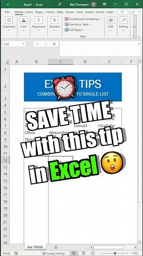 Excel Tips: Combine Multiple Columns into a Single List in Excel #exceltutorial