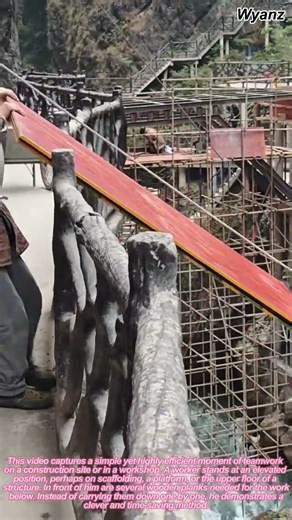 Satisfying Rope Work: Worker Sends Wood Planks Down with Rope | Construction Skills