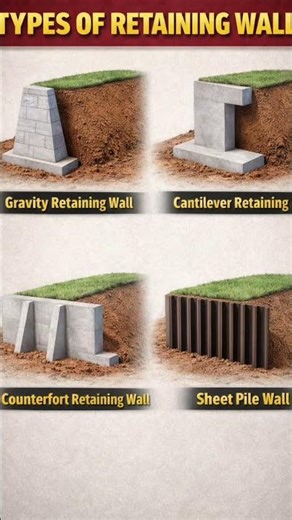 4 Types of Retaining Walls Every Civil Engineer Must Know 👷‍♂️ #shorts