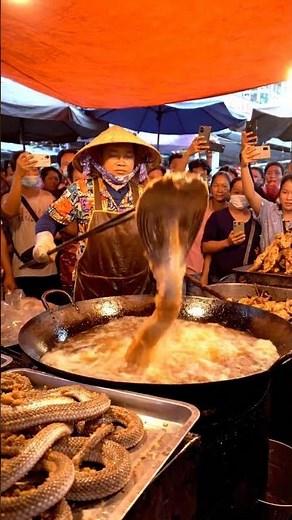 Deep-Fried King Cobra & Python Street Food 😱🔥 #Shorts #animalsmarket #meatmarket