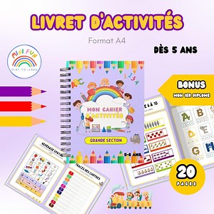 Cahier d'exercice Grande Section PDF – Activités éducatives pour enfants 4-5 ans, apprentissage ludique et jeux d'éveil - Etsy France