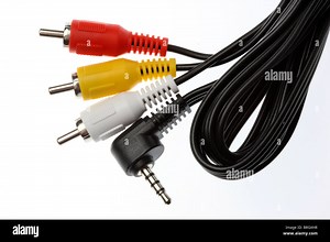 Cinch cable, cinch plugs, RCA Jack, for audio and video signals. Used for audiovisual media, video tape recorders, sound systems Stock Photo - Alamy