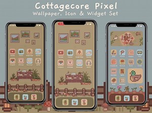 Cottagecore Pixel | Cute Aesthetic Ios App Icons, Kawaii Pixel Wallpapers and Widgets for iPhone & Android - Etsy