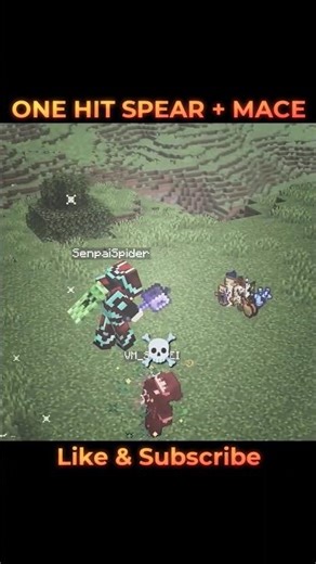 🕷️💥 SENPAI SPIDER ONE HIT KILLS with SPEAR & MACE COMBO! ‪@SenpaiSpider‬ #shorts #minecraft
