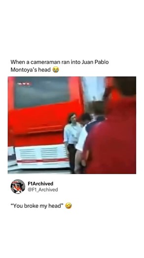 @f1archived on Instagram: "During the 2003 San Marino Grand Prix weekend at Imola, Juan Pablo Montoya was involved in a tense off track incident after a photographer collided with his head in parc fermé following qualifying. The impact left Montoya with a visible cut on his forehead and immediately drew a reaction, with the Williams driver visibly angry as he confronted the photographer in the crowded post session area. The moment reflected how chaotic parc fermé conditions could be at the time,