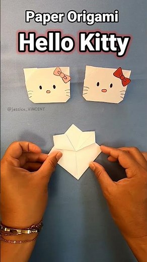 DIY Paper Origami Hello Kitty | Very Easy Paper Craft Tutorial #papercraft #shortviral #hellokitty