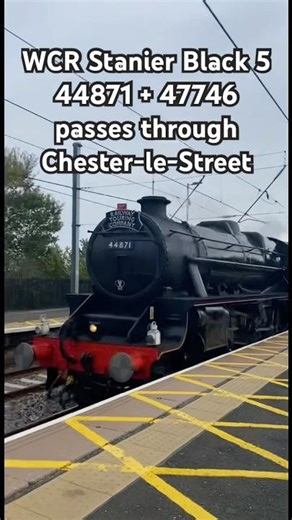 West Coast Railways Black 5 (44871) + 47746 passes through Chester-le-Street. #black5 #steamtrain