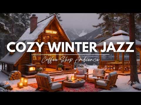 Winter Jazz Music ⛄ Cozy Coffee Shop Ambience with Smooth Jazz & Crackling Fireplace to Work