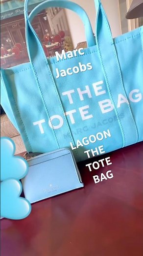 MARC JACOBS THE MEDIUM TOTE BAG LAGOON CANVAS BAG #thetotebag #marcjacobs