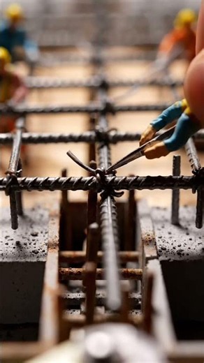 Tiny Builders, Big Details: Watch Miniature Workers Tie Rebar! 🚧