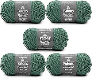 Patons Classic Wool Rich Grass Yarn - 5 Pack of 3.5oz/100g - Wool - 4 Medium - 210 Yards - Knitting/Crochet