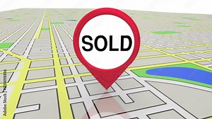 Sold Deal Closed Final Offer Accepted Map Pin 3d Animation