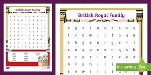 KS1 British Royal Family Word Search