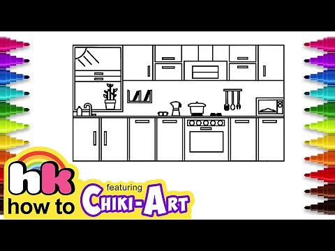 Let's learn to draw Kitchen and coloring for kids | Hooplakidz How To