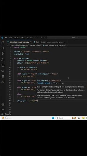 Day 3 - Scissors, Paper, Rock game in python
