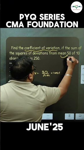CMA Foundation PYQ Series June 2025 | Coefficient of Variation MCQ Solution #cma #coc
