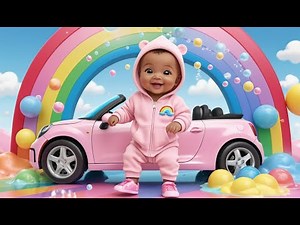 Rainbow Car Wash Fun | Colorful Washing Cartoon | Kids Vehicle Animation