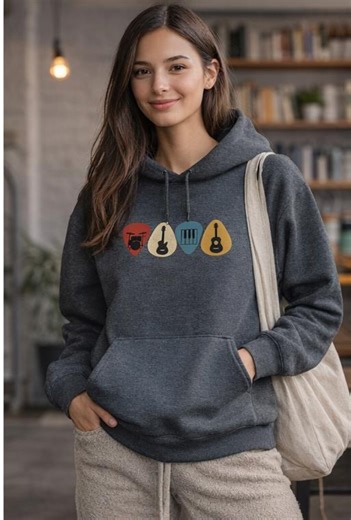 Music Lover Hoodie, Guitar Pick Sweatshirt, Musician Gift, Retro Music Hoodie, Band Hoodie, Unisex Hoodie - Etsy