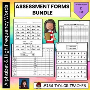 Alphabet and Sight Words Assessment Forms Bundle - High Frequency Words