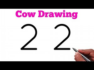 How to Draw a Beautiful Cow from Number 22 – Easiest Trick for Beginners|Step-by-Step | Easy Cow Art