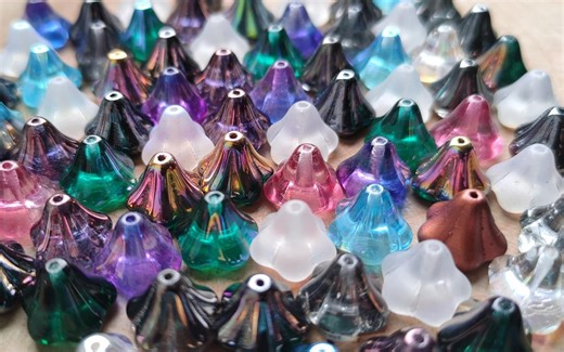 Czech Glass Flower Bell Beads, 11mm Mix Color Luster - Etsy