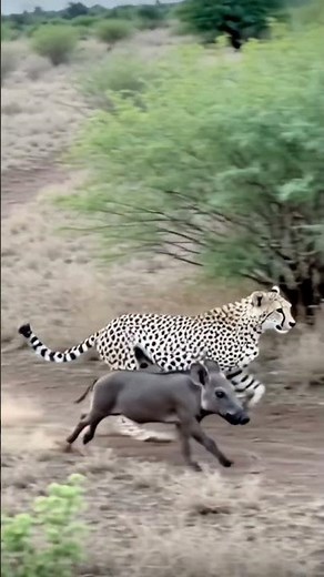 Cheetah’s lightning speed vs. warthog 💥 Can it secure the meal? #SafariCatch