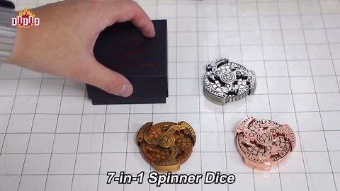 DNDND Metal Dice Roulette 7 in 1,All in 1 D&D Spinner Metal Dice with Gorgeous Gift Box for Dungeons and Dragon and Tabletop Game (Brass)