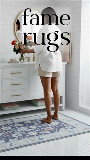 Bathroom Makeover - Munira Pastel Navy Blue Modern Oushak Rug - Fame Rugs