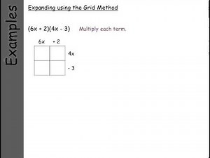 Maths Tutorials - Expanding quadratics using the grid method