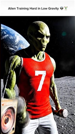 Real Moon Footage: Alien Training Hard in Low Gravity 👽🏋️‍♂️ #ytshorts #scifi #alien #shorts #fyp