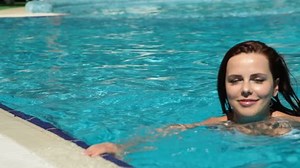 Beautiful Woman Relaxing Pool Summer Resort Stock Footage Video (100% Royalty-free) 2408231 | Shutterstock