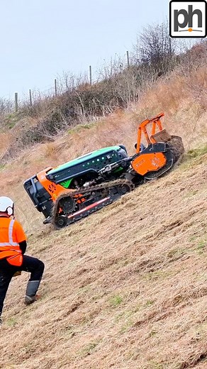 Remote controlled MDB green climber in action clearing ground for sheep on a steep slope with Bourne Bespoke | Pro Horizon Farming Content