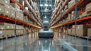 Automation auto factory concept featuring a robot assembly line and a platform for electric vehicle battery modules