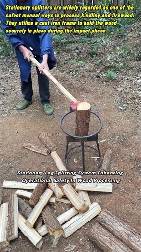 Stationary Log Splitting System Enhancing Operational Safety In Wood Processing