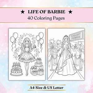 40 Barbie Coloring Pages, Kids Printable Activity Sheets, A4 Size and US Letter Included - Etsy
