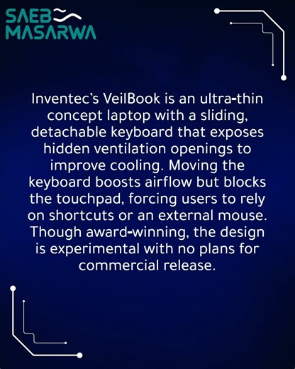 VeilBook concept laptop adds removable keyboard to make room for extra cooling fans