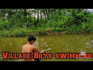 Village Boys swimming in river||summer swim||chitwan||