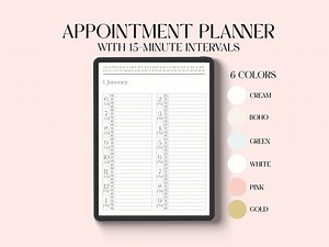 Digital Appointment Planner With 15-minute Intervals, Meeting Planner, Daily Appointment Calendar - Etsy