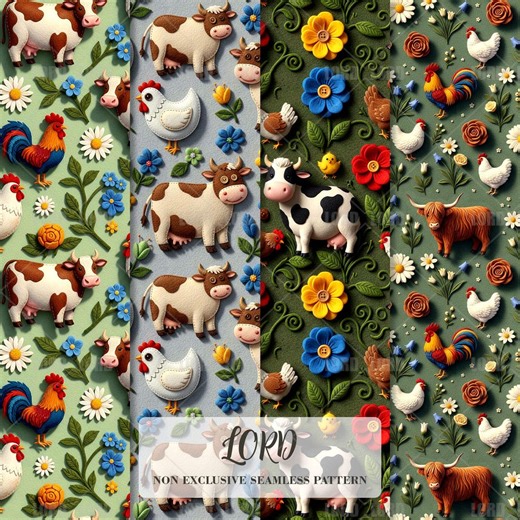 Farm Animal Seamless Pattern Bundle: Rustic Farmhouse Digital Paper (digital Download) - Etsy