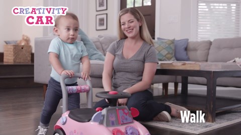 Radio Flyer Busy Buggy Ride On Toy Car with 17 Interactive Activities, Sit-to-Stand for Ages 1-3, Features Built-in Storage, Walk or Ride Options for Toddler Development and Play