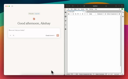 Check this!! An MCP server to control Jupyter notebooks from Claude!It lets you:- Create code cells- Execute code cells- Create markdown cells100% open-source and free to use!