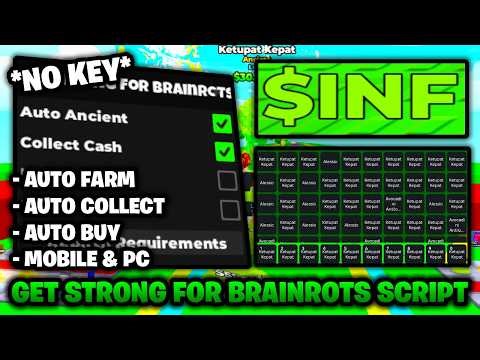 NO KEY 💪 Get Strong For Brainrots Script - Auto Steal, & Auto Collect! Mobile & PC